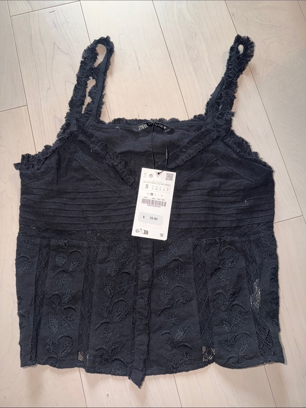 Zara Black Lace Trim Camisole